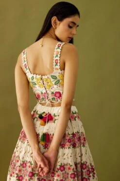 Chandrima Ivory Floral Applique Bustier -Echo Clohting Shop ch1234 5