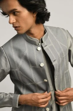 Countrymade Fuselage Hand Embroidered Grey Bundi -Echo Clohting Shop cm ctd bd 01 4