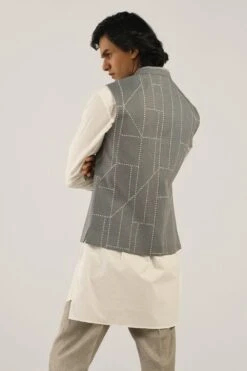 Countrymade Fuselage Hand Embroidered Grey Bundi -Echo Clohting Shop cm ctd bd 01 6