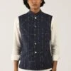 Countrymade Navy Hand Embroidered Linen Bundi