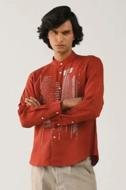 Countrymade Earth Red Embroidered Shirt -Echo Clohting Shop cm ctd sh 03 3