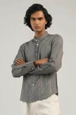 Countrymade Smoke Grey Linen Shirt -Echo Clohting Shop cm ctd sh 05 2