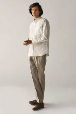 Countrymade Ivory Linen Cotton Shirt -Echo Clohting Shop cm ctd sh 09 3