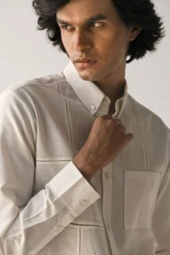 Countrymade Ivory Linen Cotton Shirt -Echo Clohting Shop cm ctd sh 09 4