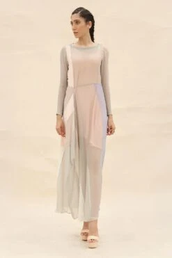 Abhishek Sharma Colour Blocked Panelled Drape Dress