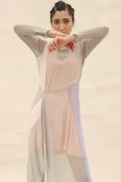 Abhishek Sharma Colour Blocked Panelled Drape Dress -Echo Clohting Shop ctu05grey 4