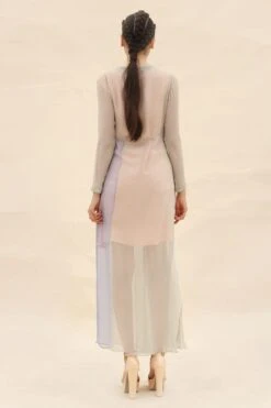 Abhishek Sharma Colour Blocked Panelled Drape Dress -Echo Clohting Shop ctu05grey 5