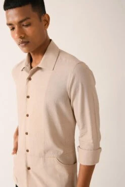 Dhruv Vaish Sand Stone Handloom Cotton Shirt -Echo Clohting Shop d06c0121a 2