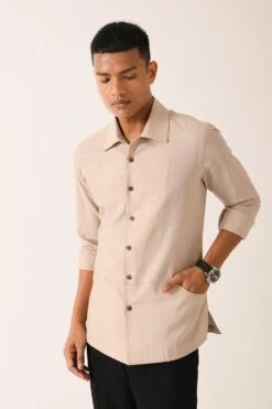Dhruv Vaish Sand Stone Handloom Cotton Shirt -Echo Clohting Shop d06c0121a 3
