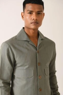 Dhruv Vaish Sage Green Flap Pocket Shirt -Echo Clohting Shop d06c0141b 2