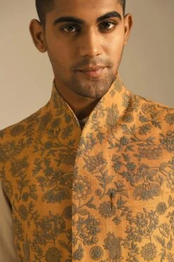 Dhruv Vaish Ochre Embroidered Jawahar Jacket -Echo Clohting Shop d06w0111 674 3