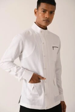 Dhruv Vaish White Shirt With Side Zipper & Snap Buttons -Echo Clohting Shop das17hc2421 3 1