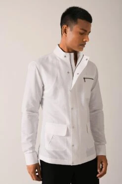 Dhruv Vaish White Shirt With Side Zipper & Snap Buttons -Echo Clohting Shop das17hc2421 4 1