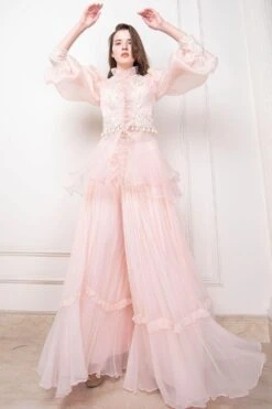 Devika Bhayana Pink Ruffle Embroidered Sharara Set -Echo Clohting Shop db 036 3