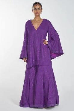 Itrh Purple Crystal Sharara Set