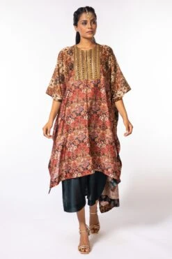 Nergis By Debyani Printed Kaftan & Navy Pants Set