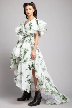 Gauri & Nainika Wide Neck Asymmetrical Wrap Dress -Echo Clohting Shop gnd ss21 28 3