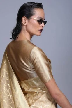 Hemang Agrawal Gold V Neck Drill Blouse -Echo Clohting Shop ha21 3