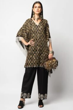 Heirloom By Rara Avis Kaftan With Sequins Embroidery And Fringed Hems