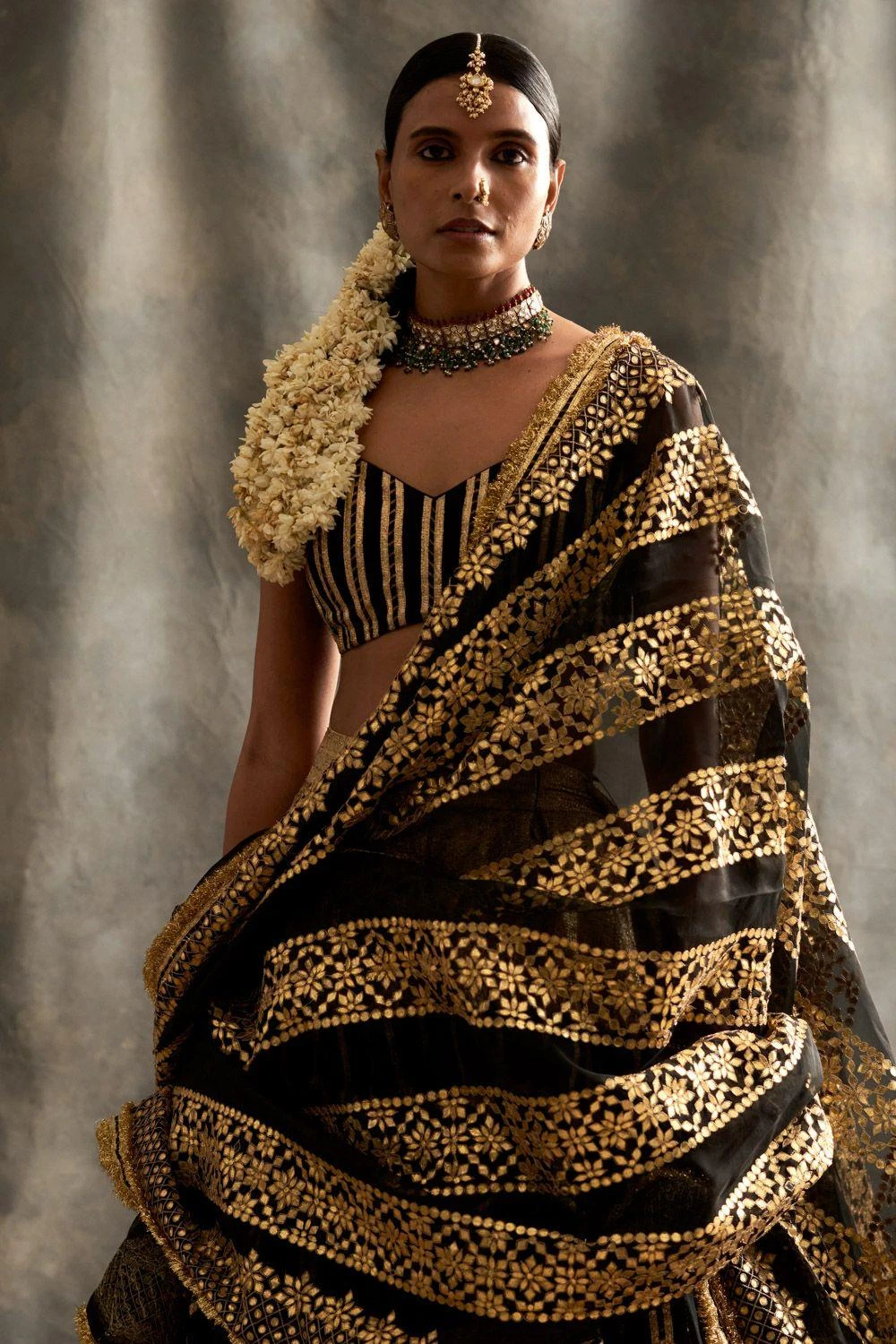 Itrh Black & Gold Lehenga Set With Lampi Details 3 Itrh Black & Gold Lehenga Set With Lampi Details - Image 3