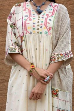 Sunira Designs Kora Jamdani Muslin Yoke Dress -Echo Clohting Shop j2201c 4