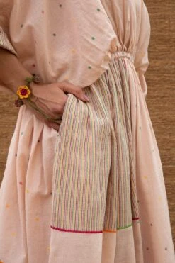 Sunira Designs Pink Pleated Kaftan With Embroidery -Echo Clohting Shop j2211d 4