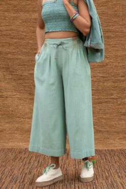 Sunira Designs Blue Pleated High Waist Pants -Echo Clohting Shop j2226a 3