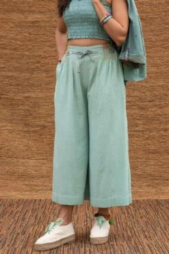 Sunira Designs Blue Pleated High Waist Pants -Echo Clohting Shop j2226a 5