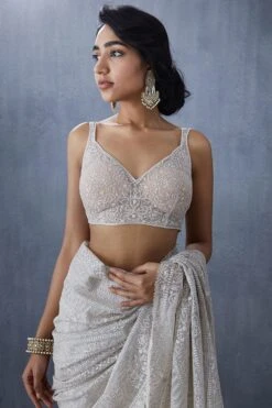 Torani Off White Tulle Aari Work Blouse