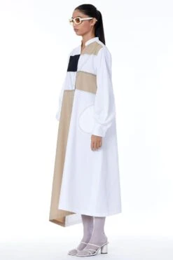 Kanika Goyal Label Beige Colour-blocked Maxi Dress -Echo Clohting Shop kgsc0503 3