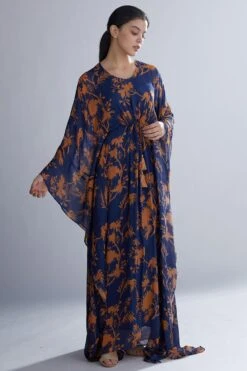 KoAi Blue And Orange Floral Kaftan -Echo Clohting Shop kofw20022 3