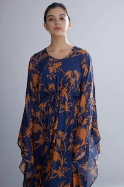 KoAi Blue And Orange Floral Kaftan -Echo Clohting Shop kofw20022 4