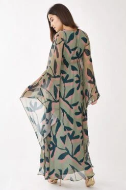 KoAi Sage Green Printed Kaftan -Echo Clohting Shop kofw21037 4