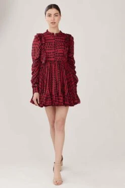 KoAi Abstract Printed Dress With Frill Details