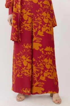 KoAi Dark Pink & Mustard Floral Pants -Echo Clohting Shop koss21039 3