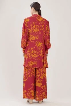 KoAi Dark Pink & Mustard Floral Pants -Echo Clohting Shop koss21039 4