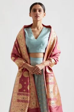 Kshitij Jalori Amaltas Mint Woven Silk Lehenga Blouse Set -Echo Clohting Shop ksh29 3