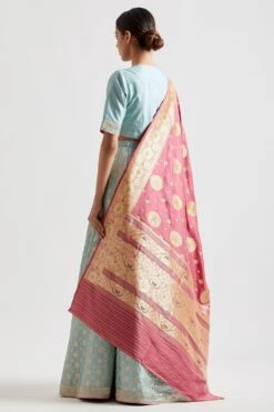 Kshitij Jalori Amaltas Mint Woven Silk Lehenga Blouse Set -Echo Clohting Shop ksh29 4