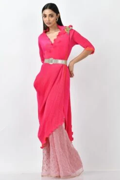 Kiran Uttam Ghosh Pink Mirrorwork Embroidered Sharara