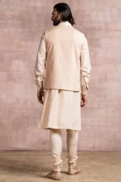 Tarun Tahiliani Men Light Gold Bundi Jacket With Gota Applique -Echo Clohting Shop mf awu tex wc 2 3