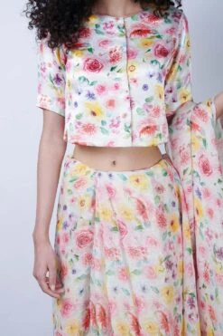 Nadiya Paar Floral Satin Blouse -Echo Clohting Shop napa4 2