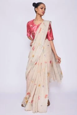 Nadiya Paar Pink Carnation Satin Blouse -Echo Clohting Shop np s pink carnation 2