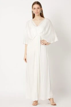 Dilnaz Ivory Draped Grecian Gown