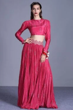 Punit Balana Rose Crushed Skirt With Tie Up Back Top