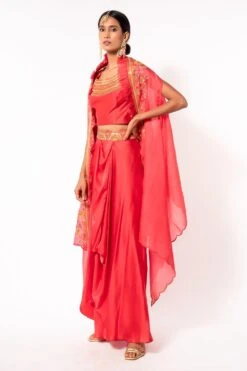 Petticoat Lane By Divya Pink Ruffled Lehenga Set With Cape -Echo Clohting Shop pl0714 4