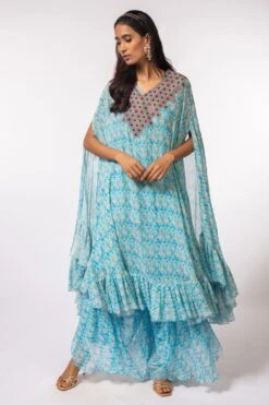 Petticoat Lane By Divya Printed Blue Kaftan Set -Echo Clohting Shop pld06 3