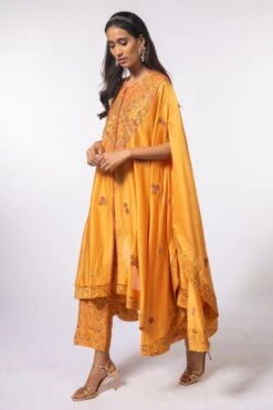Petticoat Lane By Divya Embroidered Yellow Kaftan Set -Echo Clohting Shop pld12 3