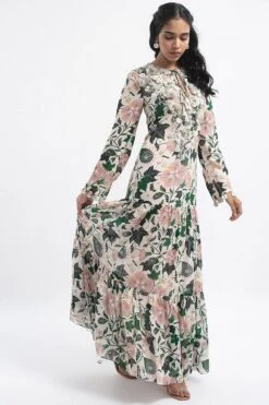 PS Pret By Payal Singhal White Abutilon Print Boho Dress