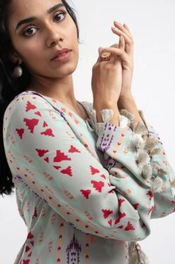 PS Pret By Payal Singhal Grey Ikat Stripe Printed Boho Dress -Echo Clohting Shop ps dr0014 b 3