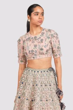 Payal Singhal Choli And Lehenga Set In Blush Pink -Echo Clohting Shop ps fw726 4 1
